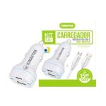 Carregador Veicular 15w Auto Id + Cabo Usb-a/micro Usb 20w  Kimaster