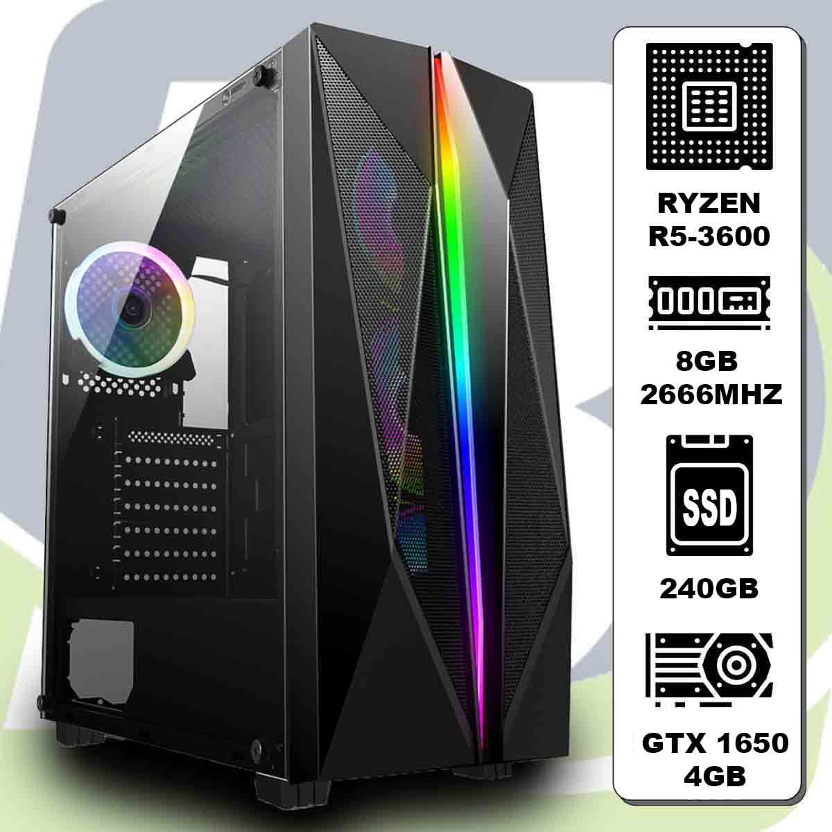 Computador Kit Gamer Ryzen 5 3600 / 8gb / Ssd 240gb /  Gtx 1650 4gb
