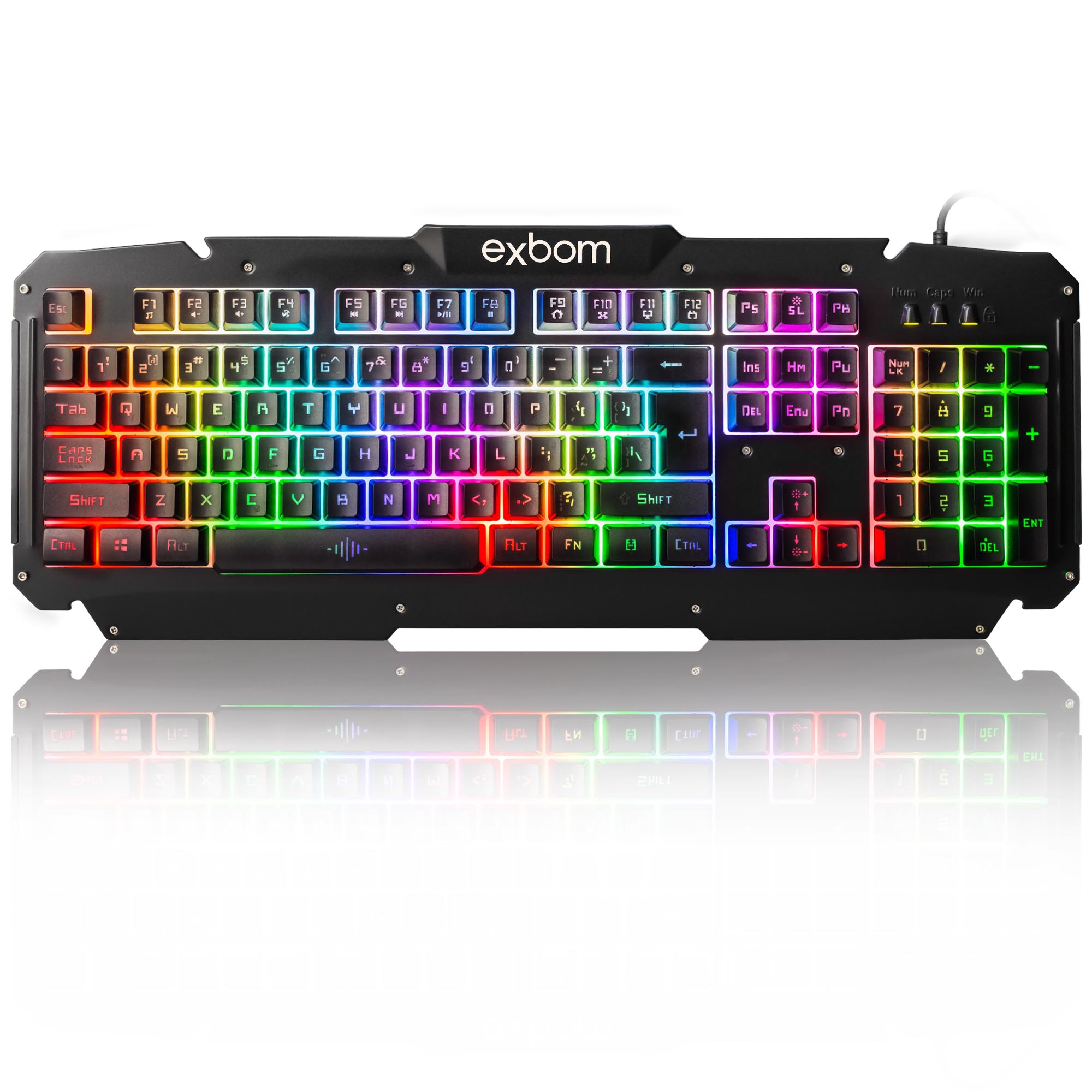 Teclado usb gamer metal iluminado led bk g200 preto exbom bluinfo